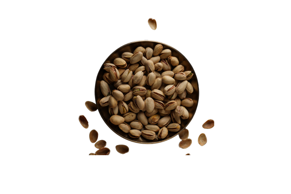 تصویری از پسته شور در یک ظرف گرد
