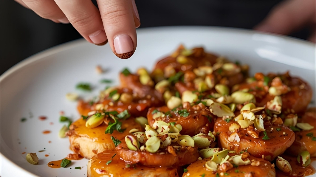 تزئین غذا با پسته